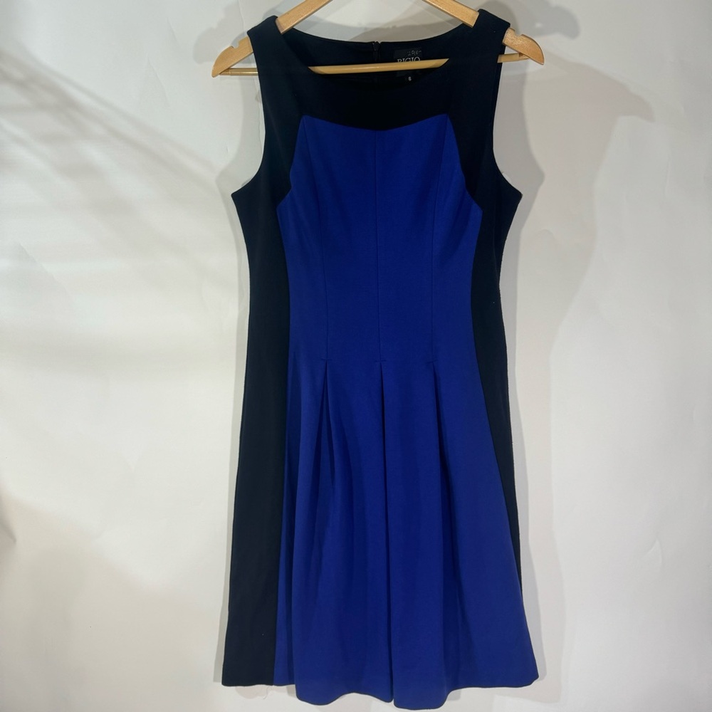 New Bigio Collection Blue Black Midi Dress